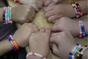 circle of wrist with friendship bracelets